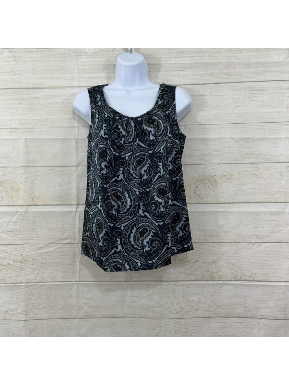 Talbots Green Blue Paisley Silk Blend Sleeveless Blouse